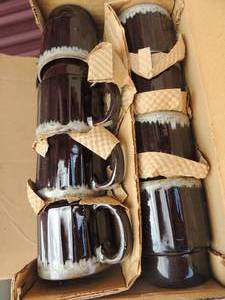 lot 639 image: set of 8 drip glaze mugs