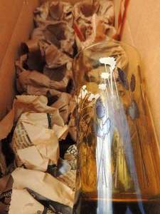 lot 641 image: Amber glasses with prairie glass design x 10