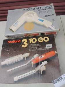 lot 648 image: Conair blow dryer Shetland 3 to go curling wand in boxes