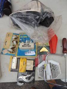 lot 676 image: Saw drill bits scales, rollers hinges