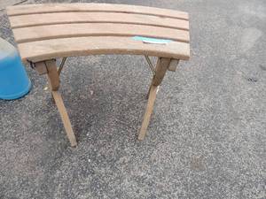lot 26 image: TEAK CURVED BENCH