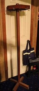 lot 4 image: hardwood industrial hall tree coat rack