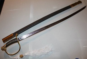 lot 56 image: reproduction of a United States Marine Corps (USMC) Non-Commissioned Officer (NCO) Sword, specifically patterned after the Model 1859