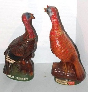 lot 122 image: vintage Austin Nichols Wild Turkey ceramic liquor decanters