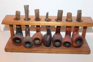 lot 143 image: collection of vintage tobacco smoking pipes, featuring various shapes and wooden finishes one or more pipe stamped with the branding LA STRADA STACCATO took pictures of all