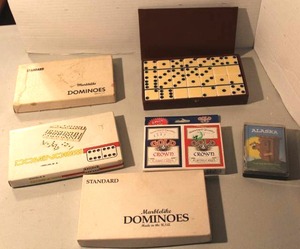 lot 153 image: vintage domino sets & Great Time Games Gold Crown Brand playing cards