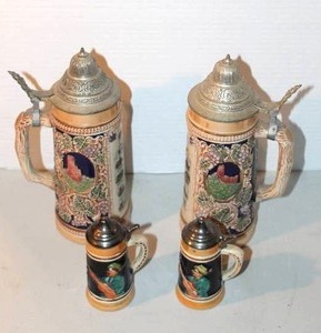 lot 162 image: vintage lidded beer steins