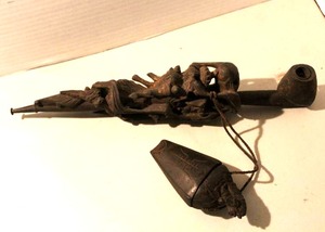 lot 171 image: carved wooden smoking pipe