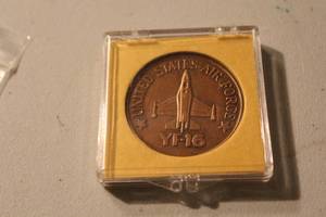 lot 185 image: United States Air Force YF-16 prototype commemorative challenge coin.