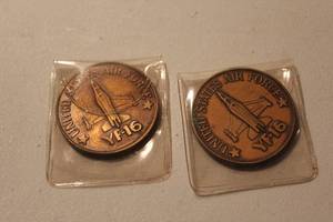lot 187 image: 2-United States Air Force YF-16 prototype commemorative challenge coin