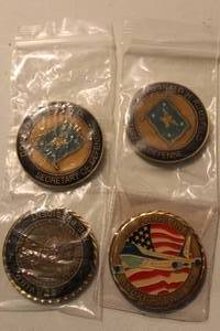 lot 189 image: commemorative coin features an image of an Air Force One aircraft flying over a stylized American flag & commemorative challenge coin for the United States Department of Defense & more see pictures