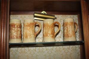 lot 227 image: antique Hull Pottery Alpine stoneware beer steins