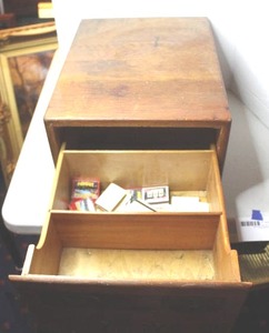 lot 268 image: a vintage Olmstead-Kirk Company advertising paper box &  collection of vintage Las Vegas casino matchbooks