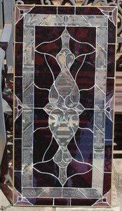 lot 279 image: beveled glass stained window panel about 18x36