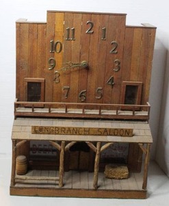 lot 292 image: Longbranch Saloon wooden clock