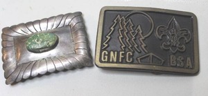 lot 302 image: vintage Boy Scouts of America (BSA) belt buckle & vintage  silver belt buckle