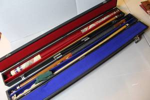 lot 348 image: Billiard Pool Cue Sticks Budweiser and More see pictures for details