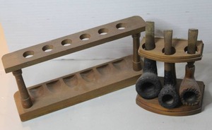 lot 386 image: vintage wooden pipe stand rack for displaying smoking pipes and pipes