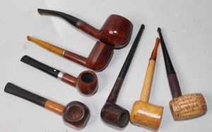 lot 429 image: smoking pipes featuring various briar and cob designs took pictures of all see pictures