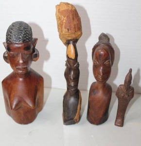 lot 430 image: hand-carved African wooden sculptures