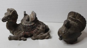lot 437 image: antique  cast metal camel & cast metal turkey