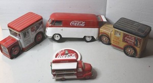 lot 454 image: vintage Campbells Soup delivery truck tin collectibles & Village Coca-Cola delivery truck figurine & so much more see pictures for details