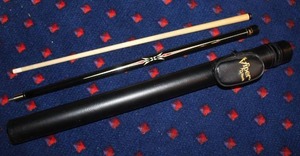 lot 467 image: black vinyl Viper Q-Vault pool cue travel case, approximately 32 inches long with cue