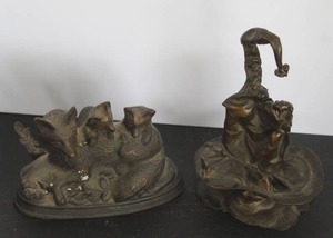 lot 492 image: bronze sculpture &  vintage bronze fox family sculpture