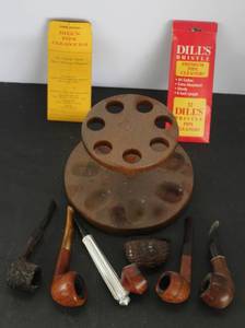 lot 515 image: vintage solid walnut wood 7 days a week pipe stand and rack and pipes