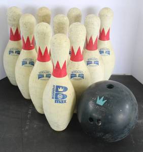 lot 519 image: Brunswick B Max bowling pins and ball