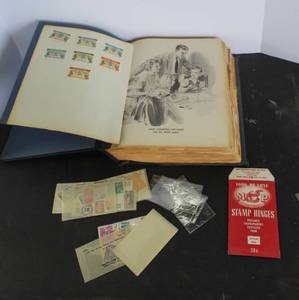 lot 536 image: vintage Minkus brand Comprehensive World Wide Stamp Album with a lot of stamps in it