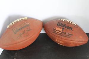 lot 546 image: vintage Franklin Herschel Walker autograph model 5225 football  & Wilson National Football League brown leather football