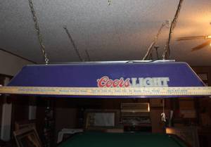 lot 550 image: Coors Light branded pool table light fixture