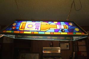 lot 552 image: vintage 1993 Miller Lite beer pool table light with a faux stained glass design