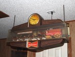 Budweiser Clydesdale pool table light with a clock