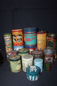 lot 50 image: Several Vintage Collectible tins