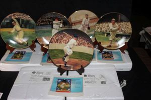 lot 15 image: Set of 5 Historical Baseball Figure Collectable Plates, with COA and Matching Baseball Card