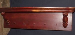 lot 158 image: Wooden Wall shelf with hooks