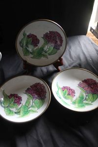 lot 14 image: Set of Three Vintage Cloisonne Brass Enamel Floral Trinket Bowl