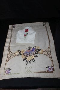 lot 242 image: cross stitched linens