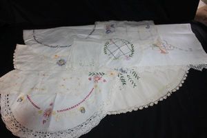 lot 243 image: cross stitched linens