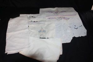 lot 244 image: cross stitched linens