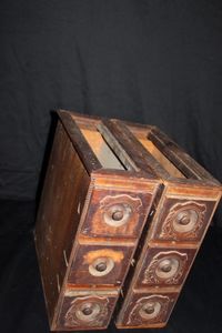 lot 248 image: Antique treadle sewing machine drawers