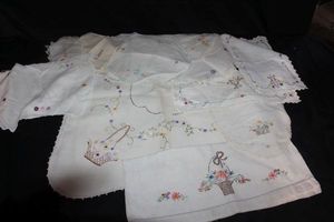 lot 246 image: cross stitched linens