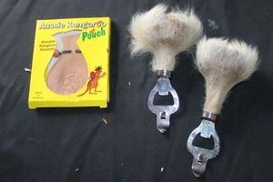 lot 310 image: Aussie Kangaroo pouch and bottle openers