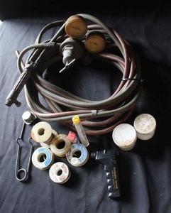 lot 362 image: welding regulator set and assorted welding supplies