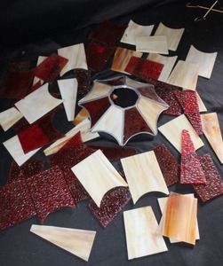 lot 395 image: Stained glass pieces