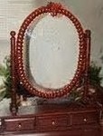 Vintage Vanity dressing table mirror with drawers. It features a classic bobbin-turned design made of solid wood