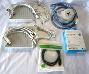 lot 5 image: Smart USB charging stations (2), Habitat premium extension cord, NIB charging cords