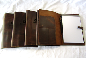 lot 9 image: NEW Full grain leather notepad folder (Bid is times the quantity of 5)